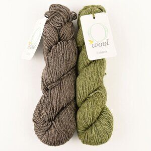 O-Wool Balance Yarn 2 Skeins Organic Cotton Wool Blend Porcupine Malachite